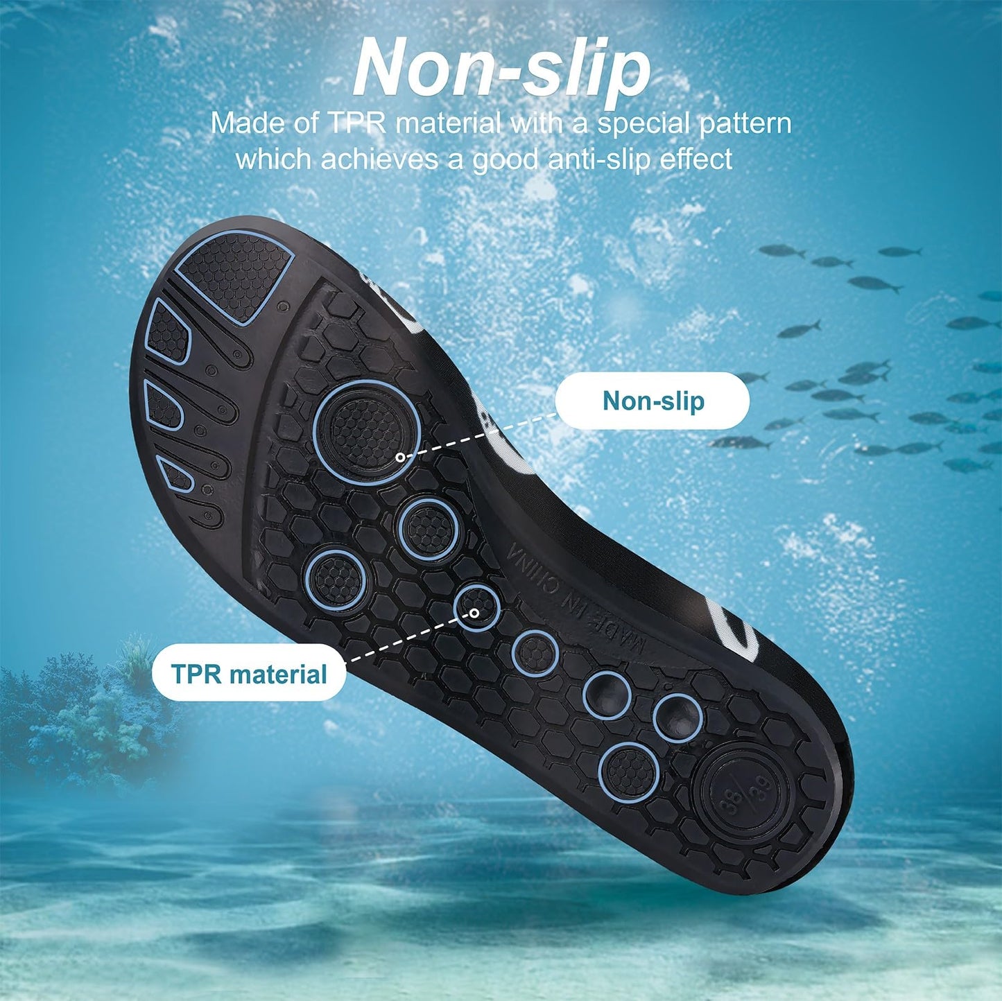 Metog Men Women Water Shoes Quick-Dry Aqua Socks Barefoot Slip-on for Beach Swim Sport Surf Yoga Exercise
