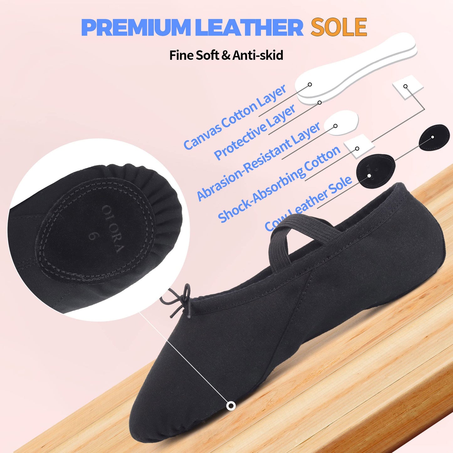 Women's Ballet Shoes Canvas Dance Slippers Yoga Practice Shoes for Girls/Adults